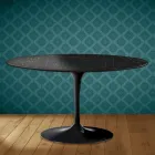 Mesa de centro oval Tulip H 41 de Eero Saarinen em cerâmica Somnia, fabricada na Itália - Scarlet Viadurini