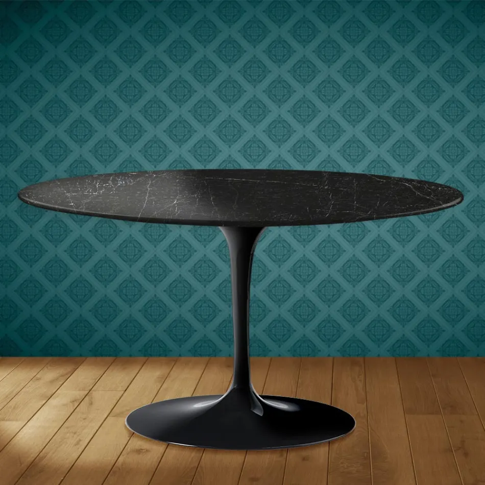 Mesa de centro oval Tulip H 41 de Eero Saarinen em cerâmica Somnia, fabricada na Itália - Scarlet Viadurini