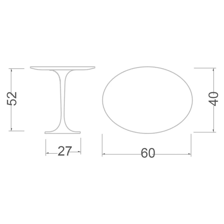 Mesa de Centro Tulipa Eero Saarinen H 52 Oval em Mármore Arabescato Fabricado na Itália Viadurini