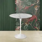 Mesa de Centro Tulipa Eero Saarinen H 52 Redonda em Mármore Arabescato Fabricado na Itália - Escarlate Viadurini