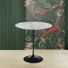 Mesa de Centro Tulipa Eero Saarinen H 52 Redonda em Mármore Arabescato Fabricado na Itália - Escarlate Viadurini