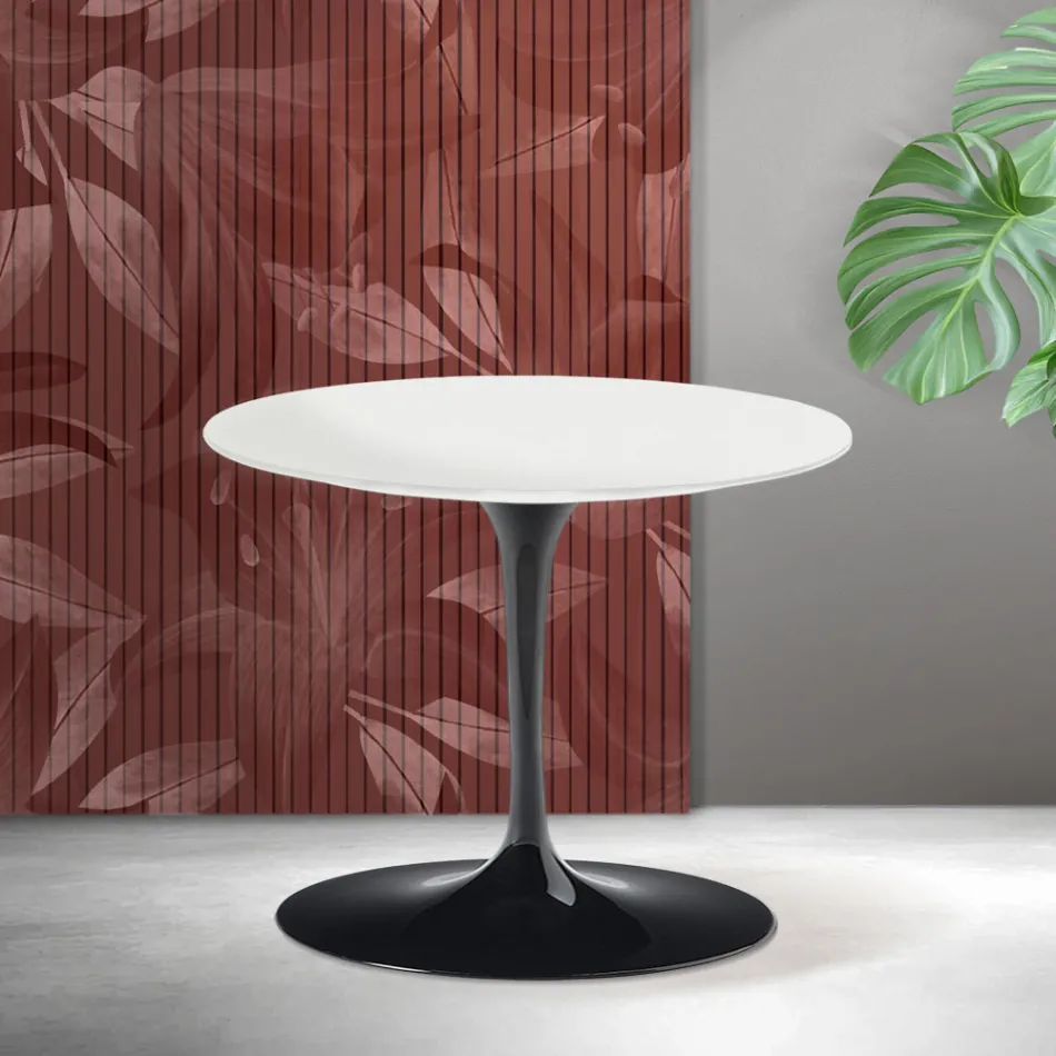 Mesa de centro Saarinen Tulip, 39 cm de altura, em cerâmica Florim branca fosca - Scarlet Viadurini