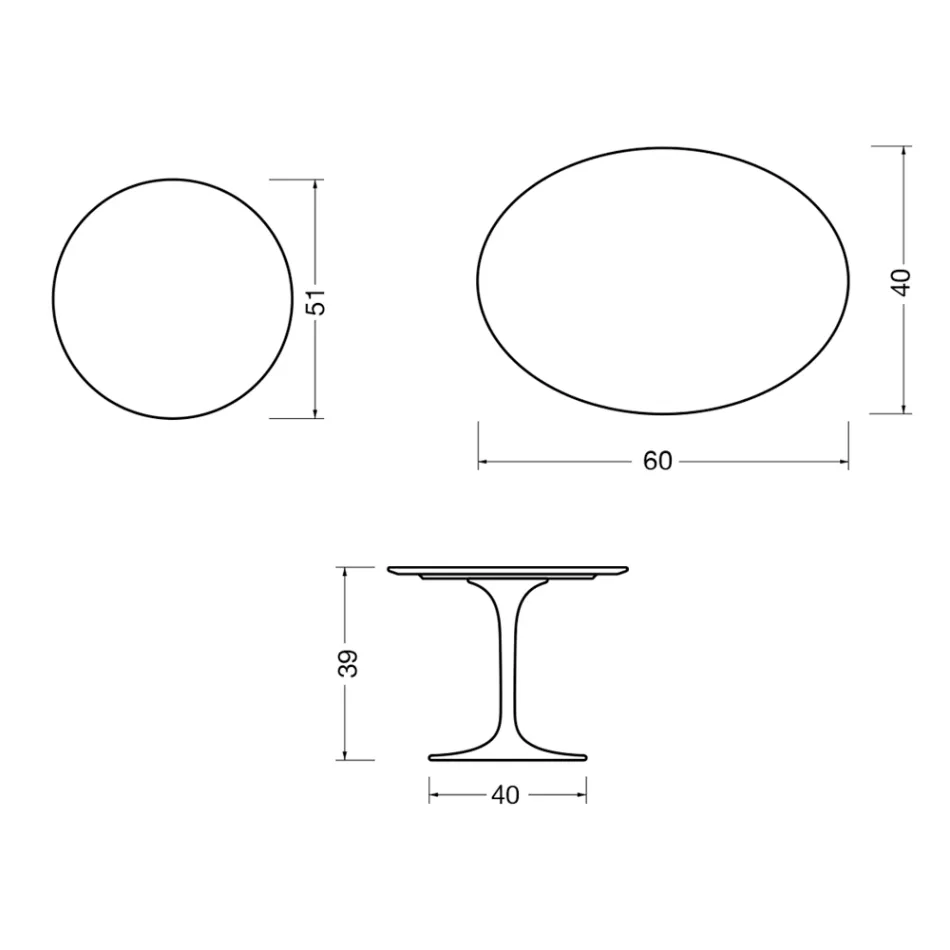 Mesa de centro Saarinen Tulip, 39 cm de altura, em cerâmica Florim branca brilhante - Scarlet Viadurini