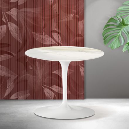Mesa de centro Saarinen Tulip, 39 cm de altura, em cerâmica Florim Calacatta Gold Matt - Scarlet Viadurini