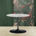Mesa de centro Tulip Saarinen H 39 com tampo oval em mármore arabesco fabricado na Itália - Escarlate Viadurini
