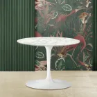 Mesa de centro oval Tulip Saarinen H 39 com tampo em mármore Carrara fabricado na Itália - Escarlate Viadurini