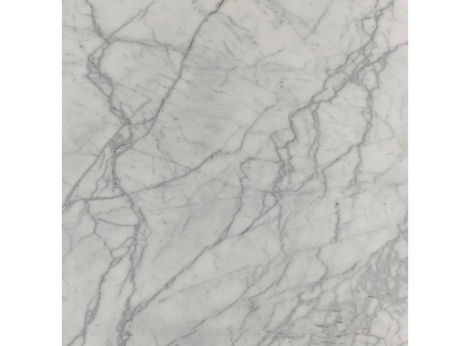 Mesa de centro oval Tulip Saarinen H 39 com tampo de mármore Statuarietto Carrara Viadurini