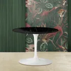 Mesa de centro oval Tulip Saarinen H 39 em mármore preto MArquinia fabricado na Itália Viadurini