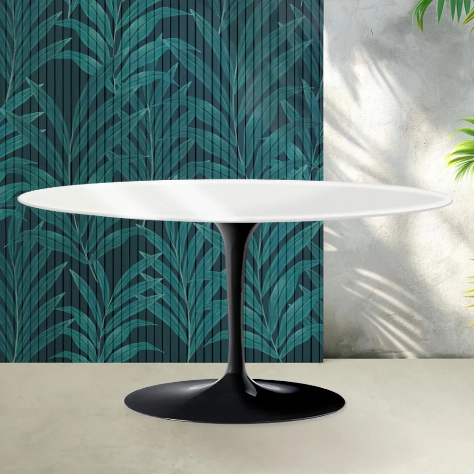 Mesa de centro Saarinen Tulip, 41 cm de altura, em cerâmica Florim branca brilhante - Scarlet Viadurini