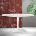 Mesa de centro Saarinen Tulip, 41 cm de altura, em cerâmica Florim Calacatta Gold Matt - Scarlet