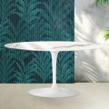 Mesa de centro Saarinen Tulip, 41 cm de altura, em cerâmica Statuario Florim brilhante - Scarlet