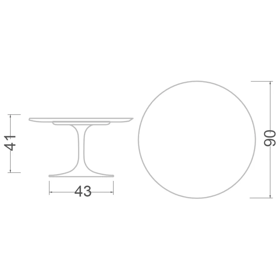 Mesa de centro Tulip Saarinen H 41 com tampo laminado líquido branco fabricado na Itália - Escarlate Viadurini