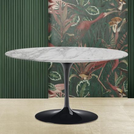 Mesa de centro Tulip Saarinen H 41 com tampo de mármore Arabescato fabricado na Itália Viadurini