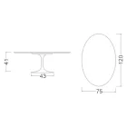 Mesa de centro Tulip Saarinen H 41 em laminado líquido oval branco fabricado na Itália - Escarlate Viadurini