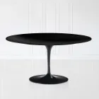 Mesa de centro Tulip Saarinen H 41 em laminado líquido oval preto fabricado na Itália - Escarlate Viadurini