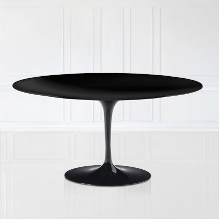 Mesa de centro Tulip Saarinen H 41 em laminado líquido oval preto fabricado na Itália - Escarlate Viadurini