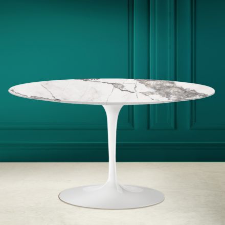 Mesa de centro oval Tulip Saarinen H 41 com tampo de cerâmica invisível Select Viadurini