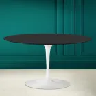 Mesa de centro oval Tulip Saarinen H 41 com tampo de cerâmica macia preta fabricada na Itália - Escarlate Viadurini