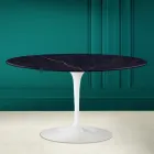 Mesa de centro oval Tulip Saarinen H 41 com tampo de cerâmica Noir Laurent Viadurini
