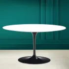 Mesa de centro oval Tulip Saarinen H 41 em cerâmica branca absoluta fabricada na Itália - Escarlate Viadurini