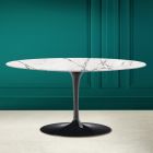 Mesa de centro oval Tulip Saarinen H 41 em cerâmica invisível selecionada fabricada na Itália - Escarlate Viadurini