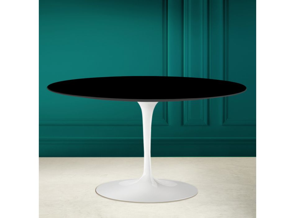 Mesa de centro oval Tulip Saarinen H 41 em cerâmica preta absoluta fabricada na Itália - Escarlate Viadurini