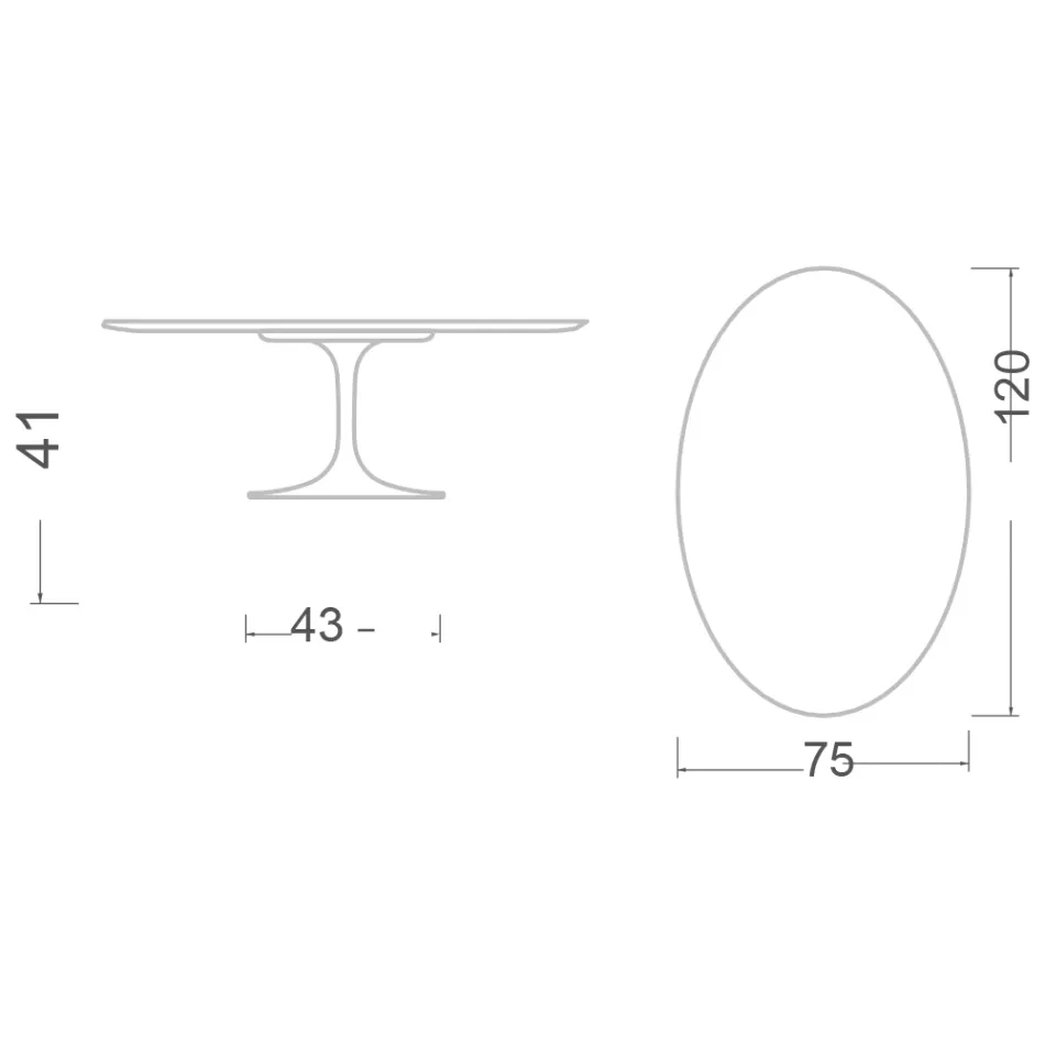 Mesa de centro oval Tulip Saarinen H 41 em cerâmica preta absoluta fabricada na Itália - Escarlate Viadurini