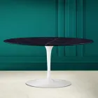Mesa de centro oval Tulip Saarinen H 41 em cerâmica Noir Laurent fabricada na Itália - Escarlate Viadurini