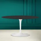 Mesa de centro oval Tulip Saarinen H 41 em cerâmica macia Noir fabricada na Itália - Escarlate Viadurini