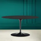 Mesa de centro oval Tulip Saarinen H 41 em cerâmica macia Noir fabricada na Itália - Escarlate Viadurini