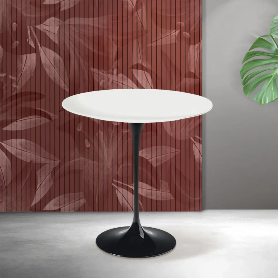 Mesa de centro Saarinen Tulip, 52 cm de altura, em cerâmica Florim branca fosca - Scarlet Viadurini
