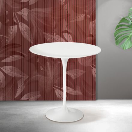 Mesa de centro Saarinen Tulip, 52 cm de altura, em cerâmica Florim branca fosca - Scarlet Viadurini