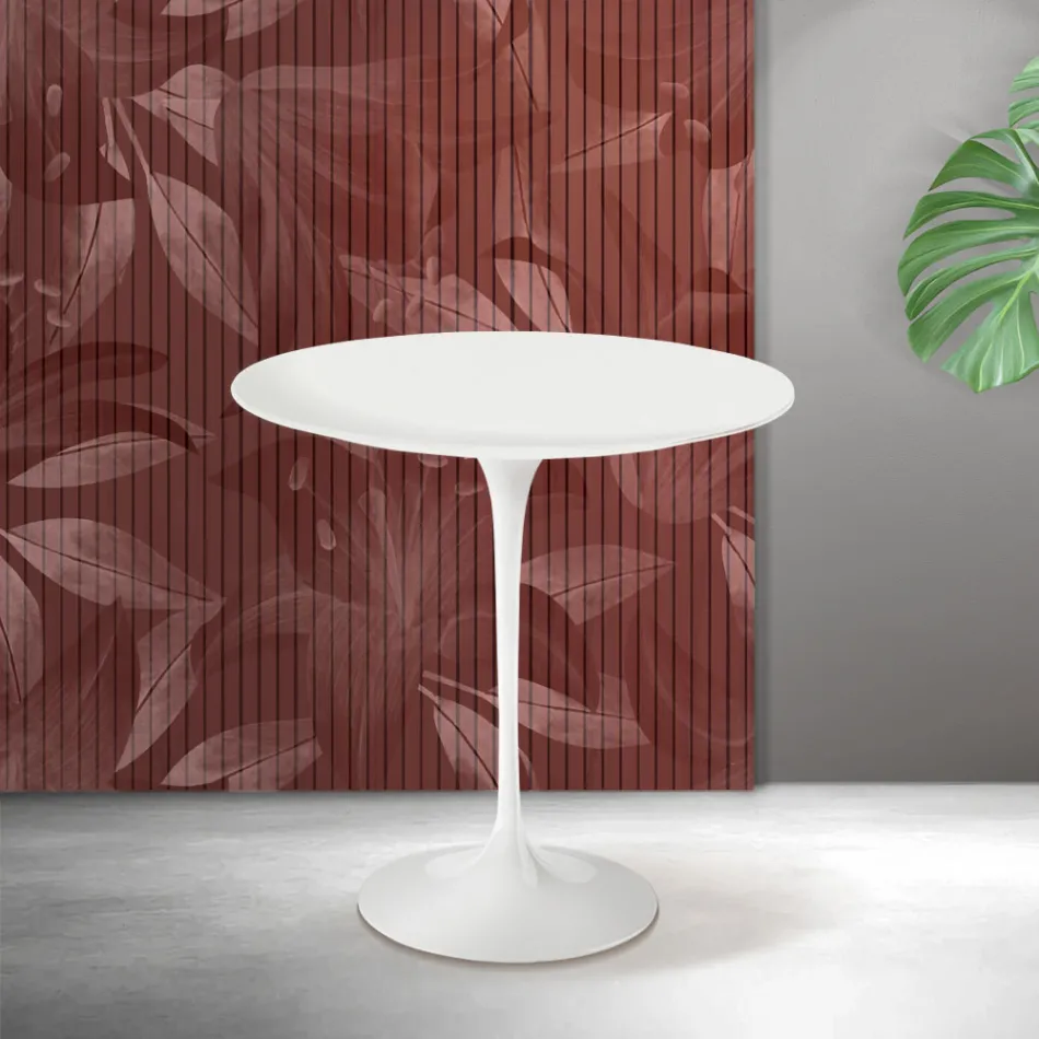 Mesa de centro Saarinen Tulip, 52 cm de altura, em cerâmica Florim branca fosca - Scarlet Viadurini