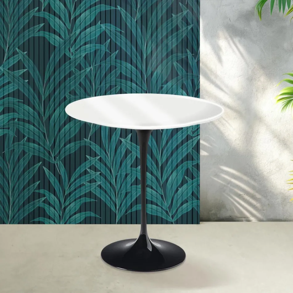 Mesa de centro Saarinen Tulip, 52 cm de altura, em cerâmica Florim branca brilhante - Scarlet Viadurini