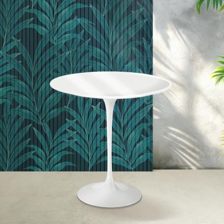 Mesa de centro Saarinen Tulip, 52 cm de altura, em cerâmica Florim branca brilhante - Scarlet Viadurini