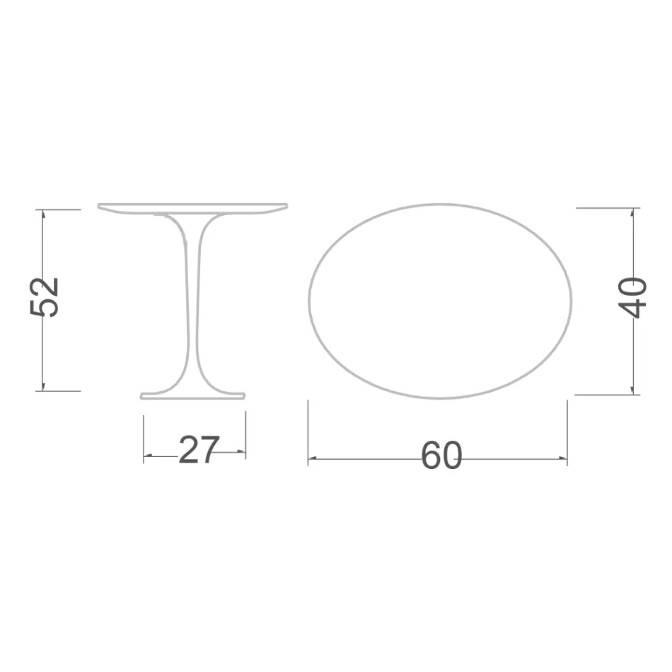 Mesa de centro Tulip Saarinen H 52 com tampo oval em laminado líquido preto fabricado na Itália - Escarlate Viadurini