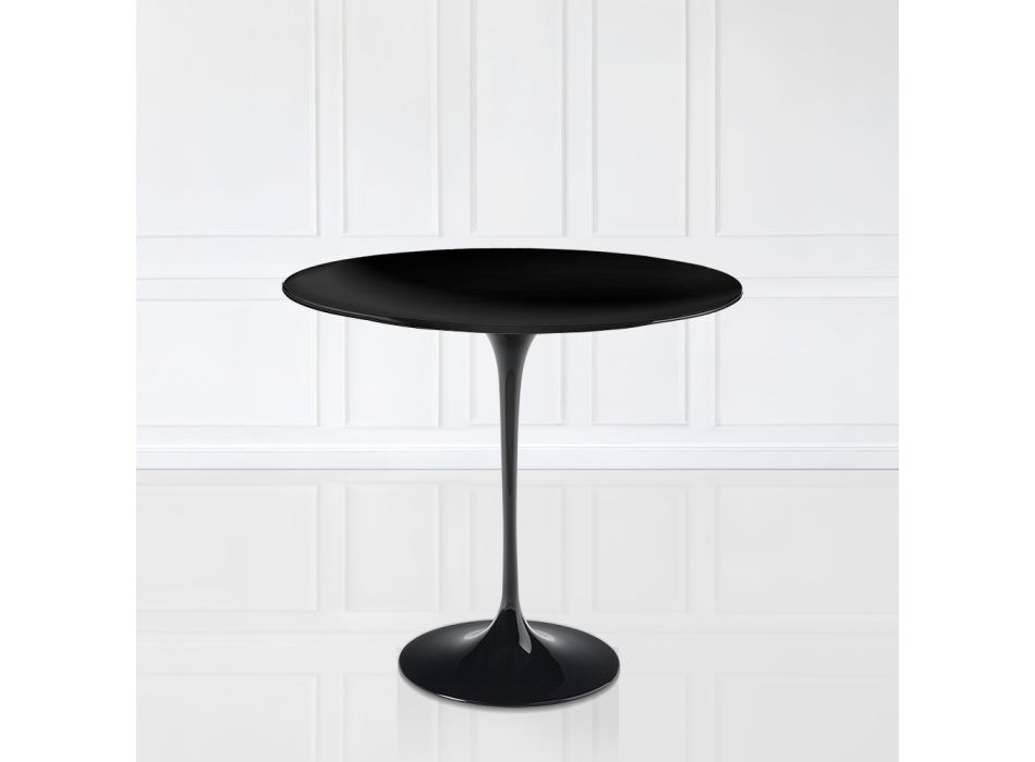 Mesa de centro Tulip Saarinen H 52 com tampo oval em laminado líquido preto fabricado na Itália - Escarlate Viadurini