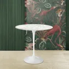 Mesa de centro Tulip Saarinen H 52 com tampo oval em mármore Carrara fabricado na Itália - Escarlate Viadurini