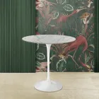 Mesa de centro oval Tulip Saarinen H 52 em mármore Carrara Statuarietto fabricado na Itália - Escarlate Viadurini