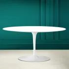 Mesa de centro oval Tulip Saarinen H 41 em branco absoluto fabricado na Itália - Escarlate Viadurini