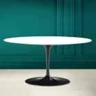 Mesa de centro oval Tulip Saarinen H 41 em branco absoluto fabricado na Itália - Escarlate Viadurini