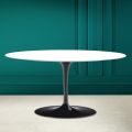 Mesa de centro oval Tulip Saarinen H 41 em branco absoluto fabricado na Itália - Escarlate