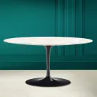 Mesa de Centro Oval Tulip Saarinen H 41 em Cerâmica Diamond Cream Made in Italy - Escarlate Viadurini