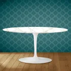 Mesa de centro oval Tulip Saarinen H 41 em cerâmica Entzo fabricada na Itália - Escarlate Viadurini