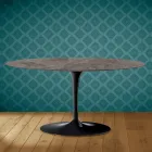 Mesa de centro oval Tulip Saarinen H 41 em cerâmica Kira fabricada na Itália - Escarlate Viadurini