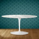 Mesa de centro Saarinen Tulip, oval, 41 cm de altura, cerâmica brilhante, fabricada na Itália - Scarlet Viadurini