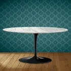 Mesa de centro Saarinen Tulip, oval, 41 cm de altura, cerâmica brilhante, fabricada na Itália - Scarlet Viadurini