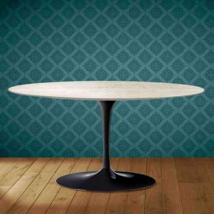 Mesa de centro Saarinen Tulip, oval, 41 cm de altura, cerâmica Marmorio, fabricada na Itália - Scarlet Viadurini