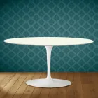 Mesa de centro Saarinen Tulip, oval, 41 cm de altura, cerâmica Moonè, fabricada na Itália - cor escarlate Viadurini