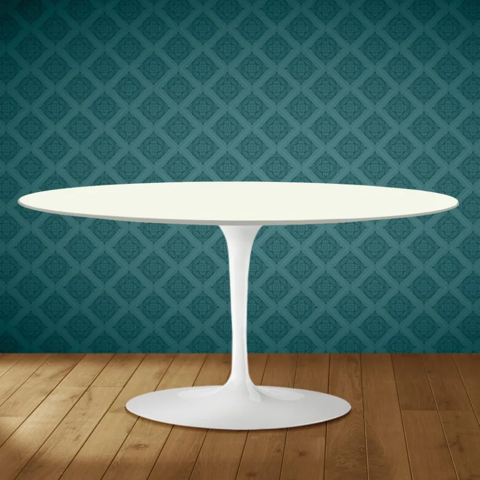 Mesa de centro Saarinen Tulip, oval, 41 cm de altura, cerâmica Moonè, fabricada na Itália - cor escarlate Viadurini